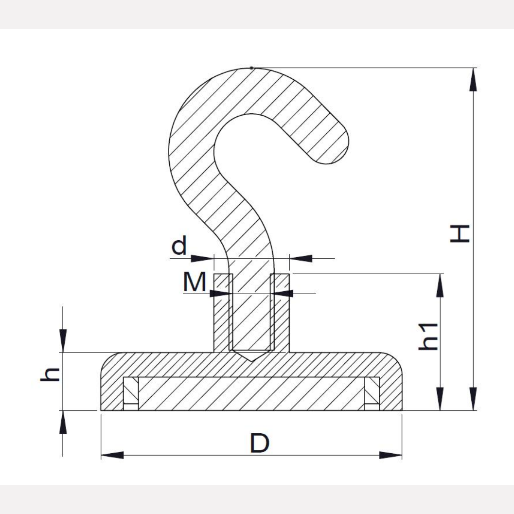Ferrite hook magnet